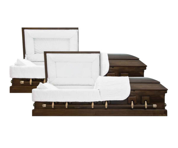 Cherokee-300-Main Cherokee Style 300 Hardwood Casket with a plush white interior