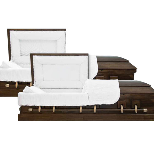 Cherokee Style 300 Hardwood Casket with a plush white interior