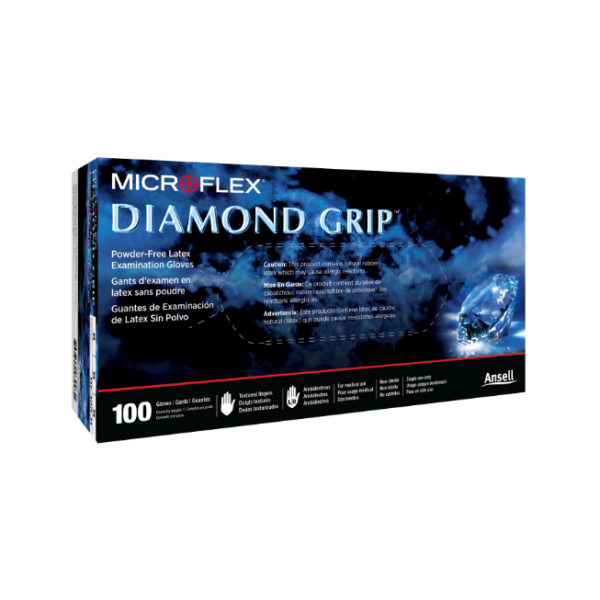 Diamond Grip Latex Exam Gloves - Image 1