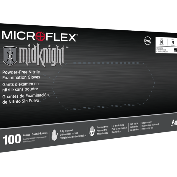 Microflex MidKnight High Risk Nitrile Exam Gloves - Image 1