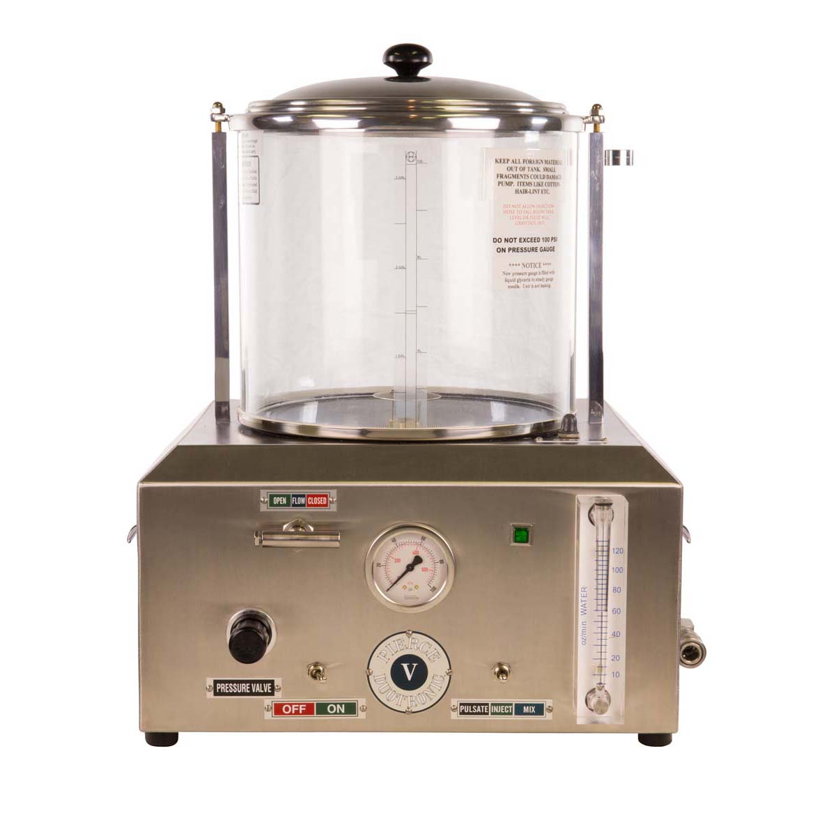Duotronic V embalming machine with pulsator and flow meter
